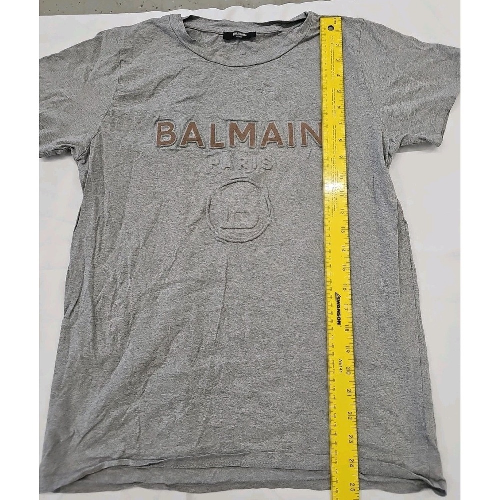 Balmain‎ Paris Embossed Suede Logo T-Shirt Small